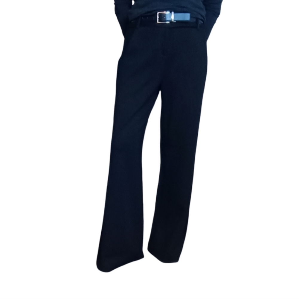 Dianne von Furstenberg Elegant Black Wide-Leg Wool Knit Pants Size 12